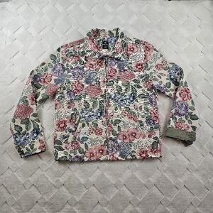 Lark & Owl Floral Mosaic Tapestry Jacquard Full-Zip Jacket Grandma Core Large